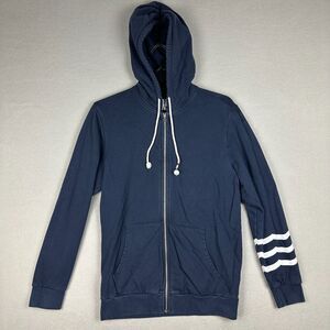 Sol Angeles Mens Medium Essential Zip Front Hoodie Drawstring Blue Cotton Modal